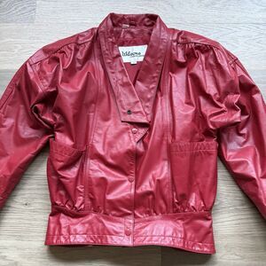 Vintage Wilsons Suede Leather Jacket Women Small Red 80s Moto Cropped